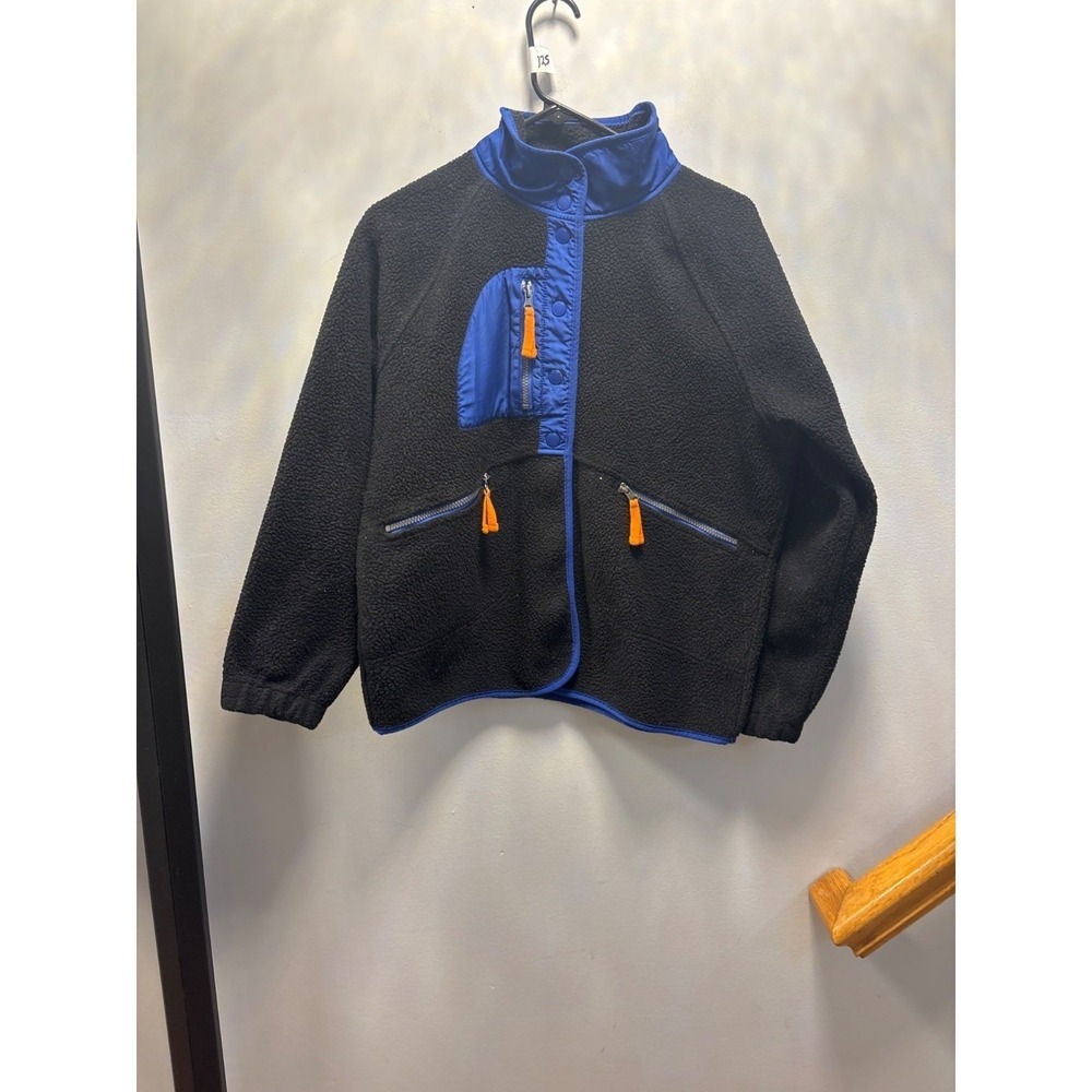 Tellurude  Black & Blue Fleece Jacket Pulls & Snap Closure sz M